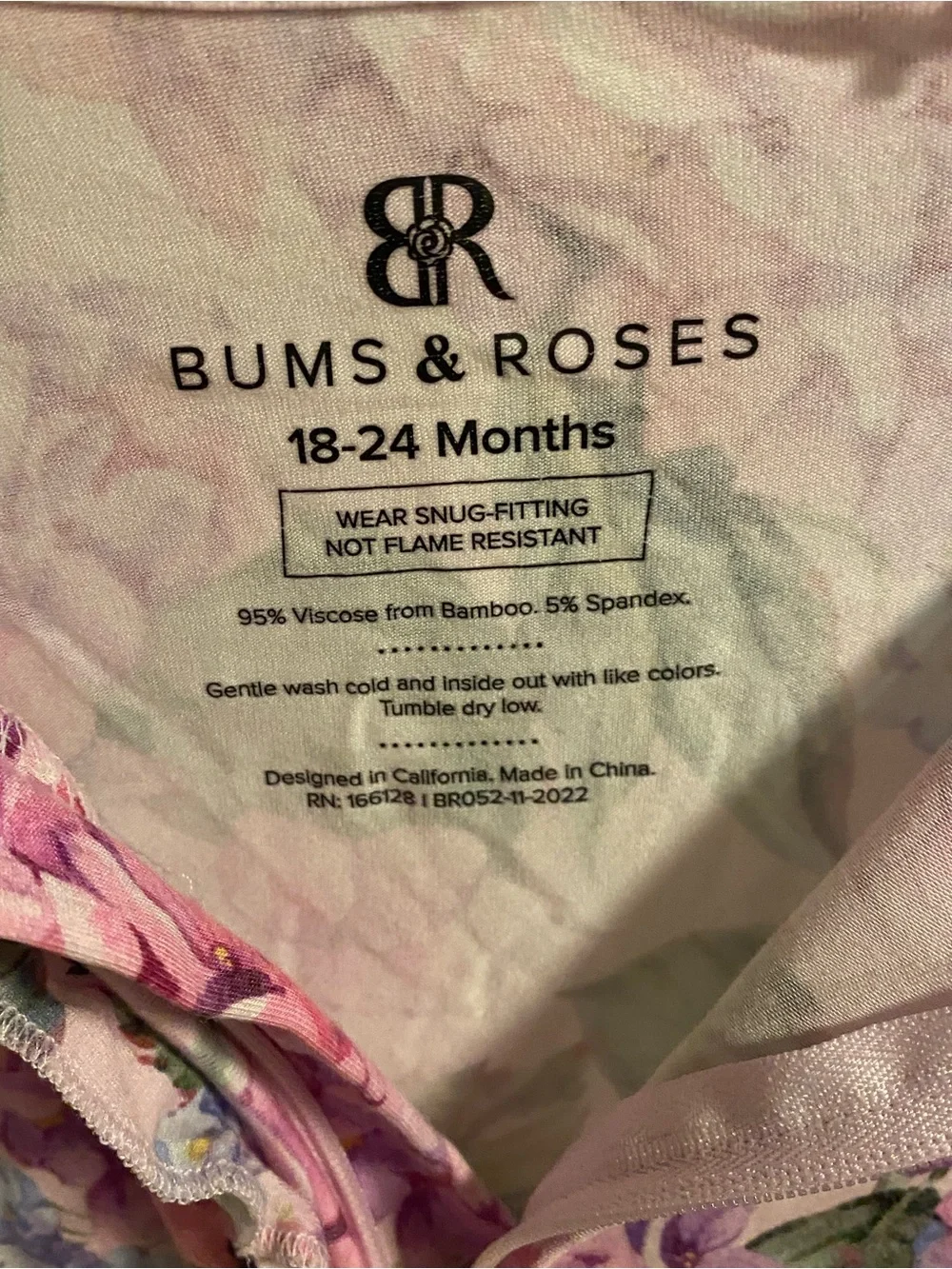 Bums & Roses Floral Zip Bamboo Pajamas - Pink & Purple Hydrangea Print
